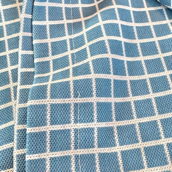 Vintage 60s mini dress, Mod blue white geometric checkered, straight cut - Picture 8 of 8